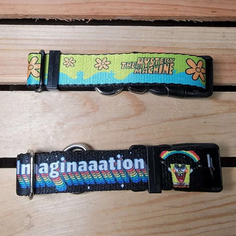 Set of 2 Dog Collars: SpongeBob SquarePants & Scooby Doo - Size Small